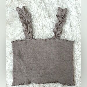 🩵 Aerie Smocked Ruffle Strap Cami